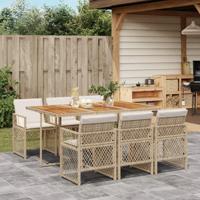 7-delige Tuinset met kussens poly rattan beige - thumbnail