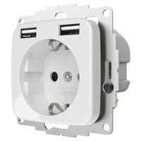 Stopcontact met 2x USB poort 2400mA glanzend wit - compatible met Busch-Jaeger Standaard / Inbouw SI - thumbnail