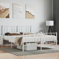 Bedframe met hoofd- en voeteneinde metaal wit 140x200 cm - thumbnail