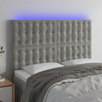 Hoofdbord LED 144x5x118/128 cm fluweel lichtgrijs - thumbnail