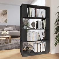Boekenkast/kamerscherm 80x25x132 cm massief grenenhout grijs - thumbnail