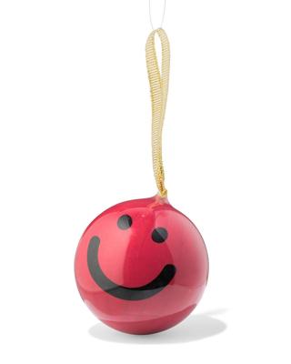 HEMA Kerstbal 6cm papier gezichtje rood (bordeauxrood)