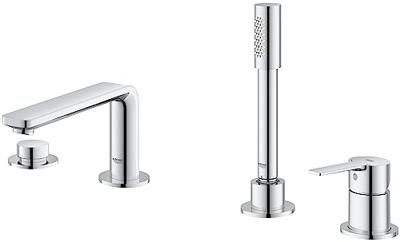 Badrandcombinatie Met Baduitloop Grohe Lineare New 4-gats Afbouwdeel Chroom