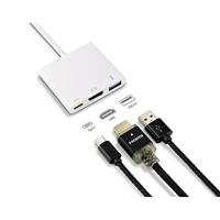 Renkforce RF-4366444 Adapter [1x USB-C stekker - 1x HDMI-bus, USB 3.2 Gen 1 bus A (USB 3.0), USB-C bus] Wit Vergulde steekcontacten 12.00 cm - thumbnail