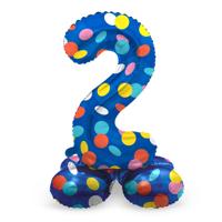 Folat BV Staande folieballon colorful dots cijfer 2 - 72cm - thumbnail
