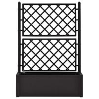 Plantenbak hoog met latwerk en zelfbewateringssysteem antraciet - thumbnail