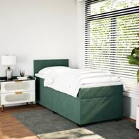 Boxspring met matras fluweel donkergroen 90x200 cm - thumbnail
