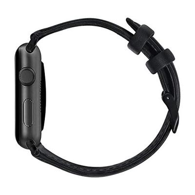 Luxe Echt Lederen bandje - Zwart - Geschikt voor Apple Watch 38mm / 40mm / 41mm / 42mm