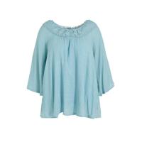 Zhenzi semi-transparante top Popy met vleermuismouwen lichtblauw - thumbnail