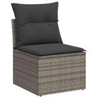 7-delige Loungeset met kussens poly rattan grijs - thumbnail