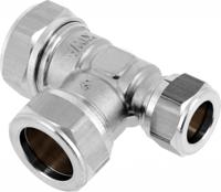 Bonfix knelkoppeling - T-stuk verlopend - 22mm x 22mm x 15mm - Vertint Messing - thumbnail