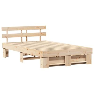 Bedframe met hoofdeinde Bruin 135 x 190 cm Massief grenenhout