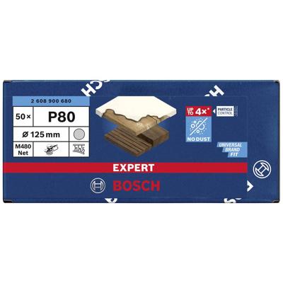 Bosch Accessories EXPERT M480 2608900680 Schuurnet voor excentrische schuurmachine Ongeperforeerd Korrelgrootte (num) 80 (Ø x l) 125 mm x 125 mm 50 stuk(s)