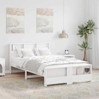 Bedframe met hoofdeinde Wit 135 x 190 cm Massief grenenhout - thumbnail