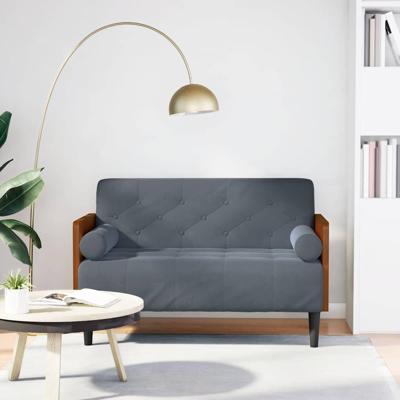 Loveseat bank met bolsters donkergrijs 110 cm fluweel Loveseat bank met bolsters donkergrijs 110 cm fluweel