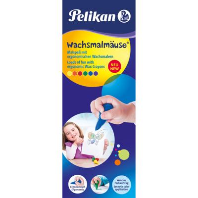 Pelikan waskrijtjes in muisvorm, assorti, doos van 6 stuks