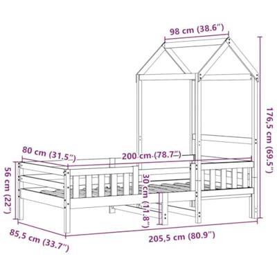 Bedframe met huisje massief grenenhout wasbruin 80x200 cm
