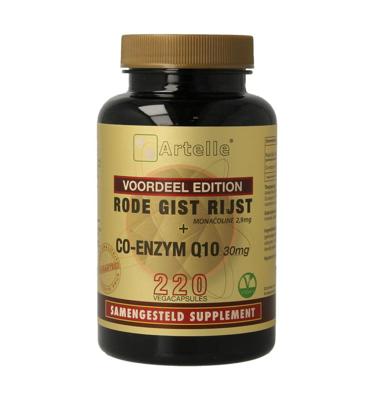 Artelle Rode gist rijst 100mg Q10 30mg 220 Vegetarische capsules