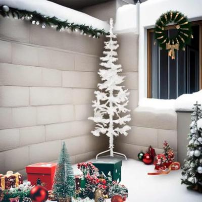 VidaXL Kunstkerstboom half met standaard smal 210 cm wit