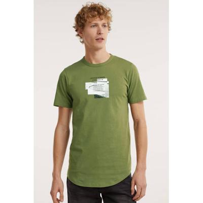 JACK & JONES CORE T-shirt Sawyer met printopdruk olijfgroen JACK & JONES CORE T-shirt Sawyer met printopdruk olijfgroen