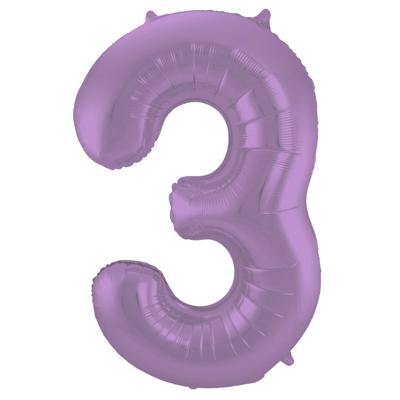 Folieballon Paars Metallic Mat Cijfer 3 - 86 cm