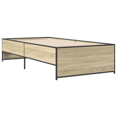 Bedframe bewerkt hout metaal sonoma eikenkleurig 200x200 cm - thumbnail