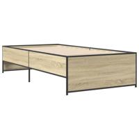 Bedframe bewerkt hout metaal sonoma eikenkleurig 120x200 cm - thumbnail