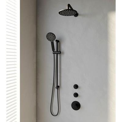 Inbouw Regendouche Set Brauer Black Edition Gebogen Wanduitloop Ronde Hoofddouche 20 cm Met Twee Stopkranen Handdouche 3 Standen en Glijstang Mat