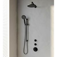 Inbouw Regendouche Set Brauer Black Edition Gebogen Wanduitloop Ronde Hoofddouche 20 cm Met Twee Stopkranen Handdouche 3 Standen en Glijstang Mat - thumbnail