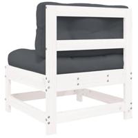 Middenbanken met kussens 2 st massief grenenhout wit - thumbnail
