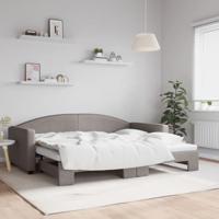 Slaapbank met onderschuifbed 90x200 cm stof taupe - thumbnail