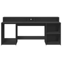 Bureau met LED-verlichting 200x55x91 cm bewerkt hout zwart - thumbnail
