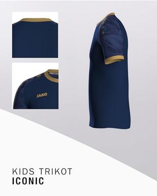 JAKO 4224K Shirt Iconic Km Kids - Navy/Marine/Goud - 164