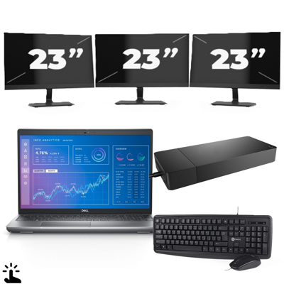 Dell Precision 3571 - Intel Core i5-12e Generatie - 15 inch - Touch - 16GB RAM - 256GB SSD - Windows 11 Home + 3x 23 inch Monitor