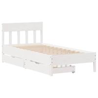 Bedframe zonder matras massief grenenhout wit 140x200 cm - thumbnail