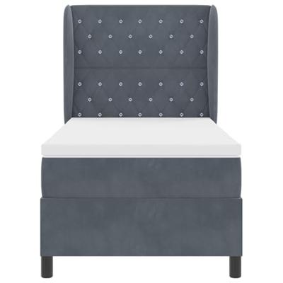 Boxspringbed met matras fluweel donkergrijs 100x200 cm