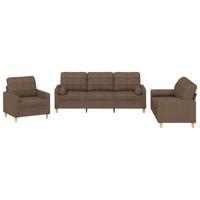 4-delige Loungeset met kussens stof bruin - thumbnail