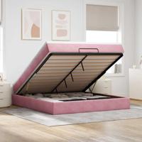 Ottoman bed met matras 180x200 cm fluweel roze - thumbnail