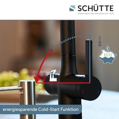 Schutte AQUASTAR PREMIUM spoelwater mengkraan | + Koel- en filtersysteem | Mat Zwart - 99960
