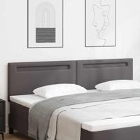 Hoofdbord met LED -striplichten Wandgemonteerd Grijs 200 cm PVC - thumbnail