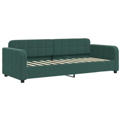 Slaapbank onderschuifbed matrassen 90x200cm fluweel donkergroen