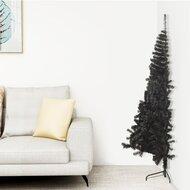 VidaXL Kunstkerstboom met standaard half 150 cm pvc zwart - thumbnail