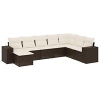 8-delige Loungeset met kussens poly rattan bruin - thumbnail