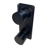 Wiesbaden Caral inbouw 2-wegs douchethermostaat rond mat zwart - thumbnail