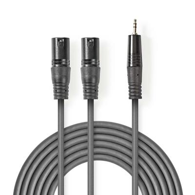 Nedis COTH15310GY15 Xlr-audiokabel 2x Xlr 3-pins Male - 3,5 Mm Male 1,5 M Grijs