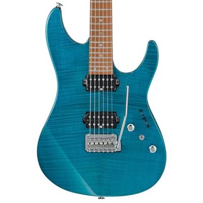 Ibanez Prestige Martin Miller Signature MM1-TAB Transparent Aqua Blue elektrische gitaar met koffer - thumbnail