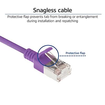 ACT Paarse 0,15 meter LSZH U/FTP CAT6A datacenter slimline patchkabel snagless met RJ45 connectoren ACT Paarse 0,15 meter LSZH U/FTP CAT6A datacenter slimline patchkabel snagless met RJ45 connectoren