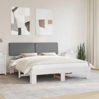 Bedframe met Gevoerd Hoofdgedeelte Lichtgrijs 200 x 200 cm - thumbnail