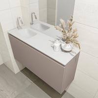 MONDIAZ OLAN 100cm toiletmeubel smoke. LEX wastafel talc links 1 kraangat - thumbnail