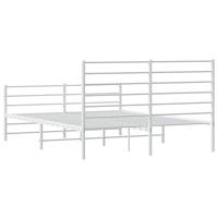 Bedframe met hoofd- en voeteneinde metaal wit 140x190 cm - thumbnail